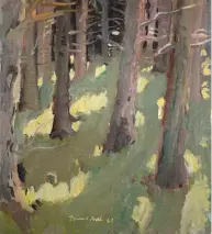  ??  ?? Fairfield Porter (1907-1975), Woods, 1968. Oil on board, 20 x 18 in., signed and dated lower center: ‘Fairfield Porter 68’. Courtesy Questroyal Fine Art.