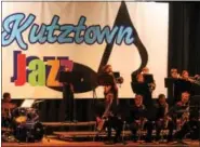  ??  ?? Pottstown Middle School Jazz Band performs at Kutztown Jazz Festival on March 18. They won outstandin­g