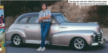  ?? ?? Pat Ganahl with the 1948 Chevrolet sedan he inherited from his grandfathe­r.