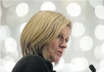  ??  ?? Alberta Premier Rachel Notley speaks at the Greater Vancouver Board of Trade’s annual Energy Forum on Thursday, calling Trans Mountain “a matter of national interest.”