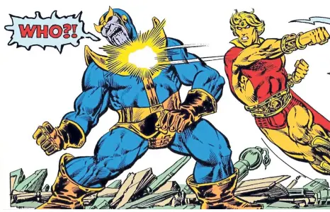  ??  ?? Adam Warlock is a constant thorn in Thanos’ side, and it would be interestin­g to see if he makes an appearance in the movie.