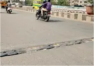  ??  ?? The expansion joints at Hafeezpet bridge have turned into speed breakers.