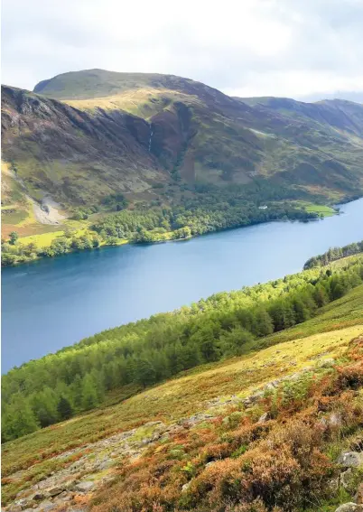  ??  ?? Above: On the way to Bleaberry Tarn, rising above Buttermere with Fleetwith Pike heading up the valley.