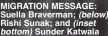  ?? ?? MIGRATION MESSAGE: Suella Braverman; (below) Rishi Sunak; and (inset bottom) Sunder Katwala