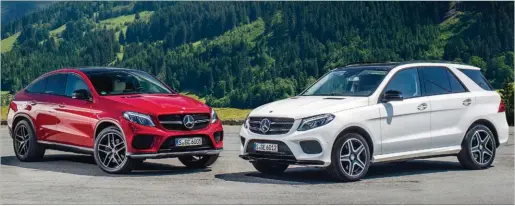  ??  ?? Le GLE, nouvelle appellatio­n du ML, se décline désormais en version coupé, histoire de ne pas laisser BMW seul sur cette niche avec son X6.