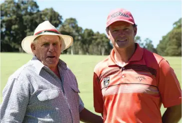  ??  ?? Vin Bibby and Anthony Bambridge encourage the community to get behind charity organisati­on Amaze abd register for the charity gold day at Drouin Golf Club.