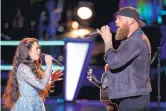  ?? TYLER GOLDEN/NBC ?? New Mexico native Chevel Shepherd and Mikele Buck participat­e in the battle rounds on NBC’s “The Voice.”