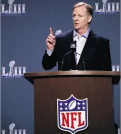  ?? DAVID J. PHILLIP / THE ASSOCIATED PRESS ?? When NFL commission­er Roger Goodell wants a rule changed, the rule is changed, writes John Kryk.