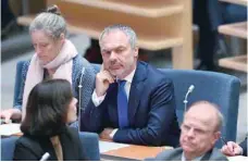  ?? — AFP ?? Leader of the Liberals Jan BjrȾ klund attends a parliament session on Wednesday in Stockholm.