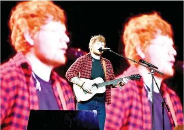  ??  ?? Sheeran performs on the Pyramid Stage during the Glastonbur­y Festival in Britain, last month. — Reuters file photo