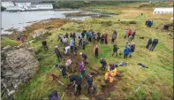  ??  ?? „ The team starts the excavation at Dunyvaig Castle.