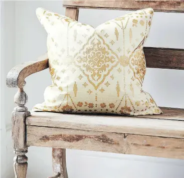  ??  ?? Kilim cushion, based on Kilim rug design, by Samantha Pynn, whose new collection has something for consumers who love colour and for those who prefer neutrals.