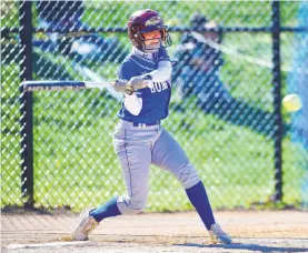  ?? CALL RICK KINTZEL/MORNING ?? Palmerton batter Emily Baumgardt, seen in action against Northweste­rn Lehigh earlier this season, had three hits and scored three runs in the Blue Bombers’ 6-1 win over North Schuylkill in the District 11 3A title game on Tuesday.