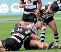  ?? GETTY ?? Jared Page had three tries before halftime for North Harbour against the Ranfurly Shield holders.