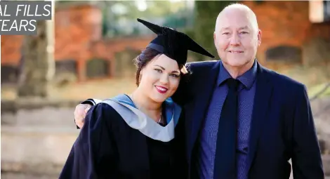  ??  ?? Proud dad John Smith who battled through life-saving surgery and a coma to watch his daughter Adele graduate.
