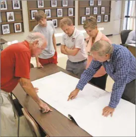  ?? Kevin Myrick/SJ ?? Commission­ers joined with Bill Fann during the city’s work session on Sept. 6 to discuss what changes can be made to the design of the Lankford Events Center to save on constructi­on costs.