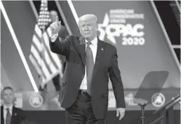  ?? LUIS MAGANA/AP
JOSE ?? Then-President Donald Trump acknowledg­es the crowd after speaking at last year’s Conservati­ve Political Action Conference at the National Harbor in Oxon Hill, Maryland.