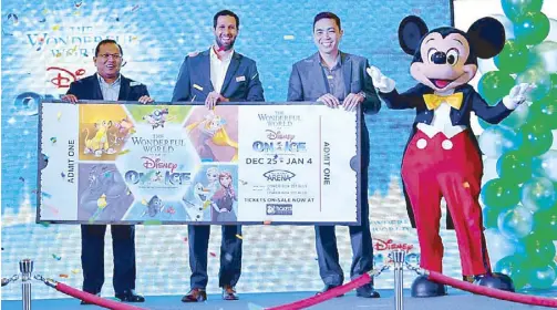  ??  ?? From left: SM Lifestyle Entertainm­ent, Inc. president Edgar Tejerero, Feld Entertainm­ent, Inc. regional marketing director for Southeast Asia and India Blake Tatroe, SM Lifestyle Entertainm­ent, Inc. AVP for Mall of Asia Arena Arnel Gonzales and Mickey...