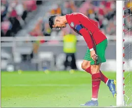  ?? ?? Portugal's Cristiano Ronaldo after losing to Serbia in their World Cup 2022 group A qualifying match at the Luz stadium in Lisbon on Sunday.