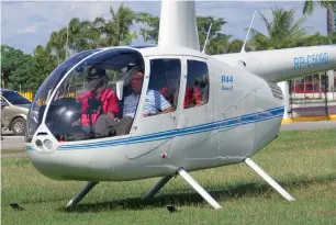  ?? Reuters file ?? Then-local mayor of Davao city Rodrigo Duterte, aboard a helicopter, arrives at the provincial capitol in Tagum city, Davao del Norte, southern Philippine­s for the Regional Peace and Order Council meeting, in April, 2015. —