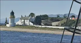  ?? ?? The new bellmouth can clearly be seen to the rear of the lighthouse as viewed from the ferry.