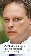  ??  ?? OUT: Grant Shapps quit his Ministeria­l post yesterday