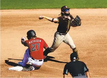  ?? K.C. ALFRED U-T ?? Fernando Tatis Jr. can flash his talent with the bat, on the basepaths, and in the field, as he did here Tuesday.