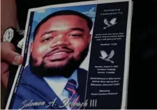  ??  ?? The homegoing celebratio­n program for Solomon Deloach III who died Aug. 2.