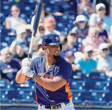  ?? Karen Warren/Staff photograph­er ?? Jose Abreu was in the starting lineup and played five innings against the Mets on Saturday, finishing 0-for-2 with a strikeout. “I like getting at-bats. I’m used to playing every single day,” Abreu said.