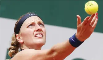  ??  ?? PARIS: In this May 27, 2016 file photo, Petra Kvitova of the Czech Republic serves in her third round match of the French Open tennis tournament against Shelby Rogers of the US at the Roland Garros stadium in Paris. Two-time Wimbledon champion Petra...