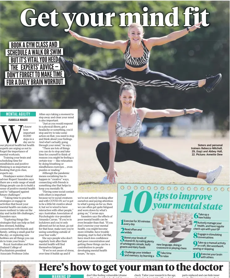  ??  ?? Sisters and personal trainers Rebecca Mitchell, 29, (top) and Abbey Hall, 22. Picture: Annette Dew