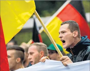  ?? Franz Fischer EPA/Shuttersto­ck ?? PROTESTERS take part in a right-wing rally last week in the city of Chemnitz in eastern Germany.