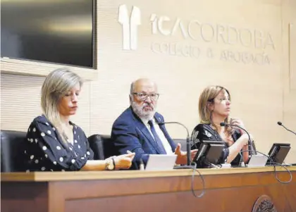  ?? MANUEL MURILLO ?? Carlos Arias, presidente del Colegio de la Abogacía de Córdoba, en rueda de prensa ayer.