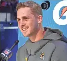  ?? KIRBY LEE/USA TODAY SPORTS ?? Rams quarterbac­k Jared Goff threw a career-high 32 TD passes during the season.