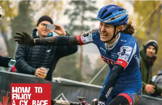  ??  ?? above Rochette celebrates at the 2016 national cyclocross championsh­ips