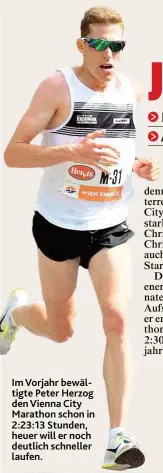  ??  ?? Im Vorjahr bewältigte Peter Herzog den Vienna City Marathon schon in 2: 23: 13 Stunden, heuer will er noch deutlich schneller laufen.