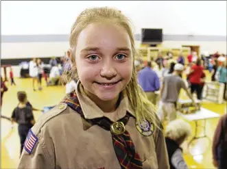  ?? MIKE BURIANEK / STAFF ?? Lillian Gray, 10, of Lebanon joined the local Cub Scout troop and hopes to become an Eagle Scout in the Boy Scouts and achieve the Gold Award, the equivalent top honor from the Girl Scouts.