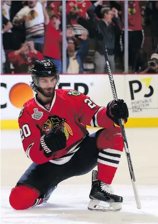  ?? BRUCE BENNETT/GETTY IMAGES ?? Potential restricted free agent Brandon Saad has saved his best for this year’s playoffs, with eight goals so far for the Chicago Blackhawks heading into Game 5 of the Stanley Cup Final.