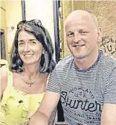  ??  ?? Match: Liverpool fan Seán Cox pictured with his wife Martina before he was attacked