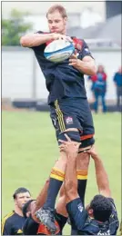  ?? Photo: PETER DRURY/FAIRFAX NZ ?? Uplifting: Craig Clarke practises his lineout skills with the Chiefs, who have won their last two matches.