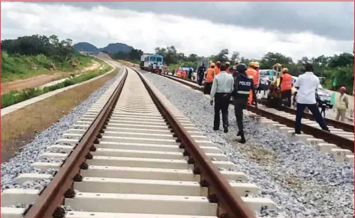  ??  ?? Rail tracks under constructi­on ...lots of borrowed funds, mainly from China, go into financing projects like this