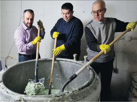  ?? LEAH HENNEL ?? Husny Hadry, left, Abdul Fatah Sabouni and Walid Balsha at their soap store, Aleppo Savon, in Calgary on Friday.