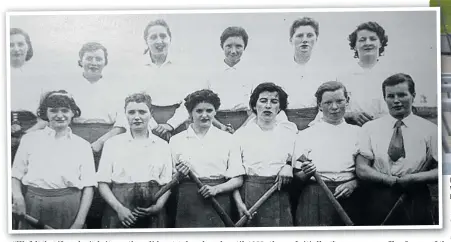  ??  ?? LEFT: A photo from the new book of the St Attracta’s (Ballisodar­e-Collooney) camogie team who won the Markievicz Shield at Markievicz Park in 1957. Back: Greta Collery, Una Conboy, Matha Higgins, Lily Mahon, Patty Walsh and Nancy Fallon. Front: Geraldine Leyden, Kathleen Leyden, Margaret Leyden, Kathleen Hannon, Martina McCann and Mary Sherlock. ABOVE: Tim Hynes, Bart Barrins, John Leyden, Jim Owens, Terence Marren and Pat Clifford with the new book at Markievicz Park on Sunday. BELOW: Crowds and TVs cameras at a match at Markievicz Park a few years ago. RIGHT: The cover of the new book, which is available now.