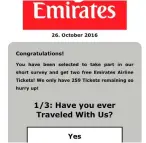  ??  ?? Screengrab­s showing two separate hoaxes promising free Emirates air tickets.