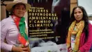  ??  ?? Ruth Alipaz de Bolivia (derecha) y Ginna Montoya, activista indígena del pueblo Nasa de Colombia (izquierda) mostraron las luchas de sus pueblos a la COP25 de Madrid.