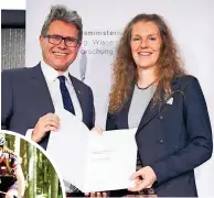  ?? KK/BMBWF ?? Marina Reiner wurde vom Wissenscha­ftsministe­r gewürdigt. Sie ist auch WM-Medailleng­ewinnerin im Mountainbi­ken