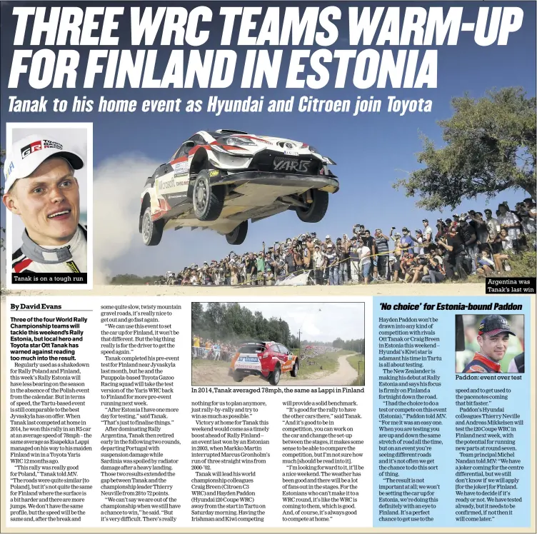  ?? Photos: mcklein-imagedatab­ase.co.uk, ERC Media ?? Tanak is on a tough run Argentina was Tanak’s last win