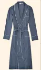  ??  ?? Piped cotton dressing gown, £250 (derek-rose.com)