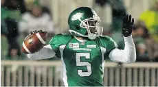  ?? LIAM RICHARDS/THE CANADIAN PRESS FILES ?? Kerry Joseph was the last quarterbac­k to guide the Saskatchew­an Roughrider­s to a victory, a 24-17 conquest of the Edmonton Eskimos on Nov. 8. The 0-for-2015 Riders host Winnipeg Blue Bombers Sunday.