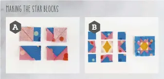  ??  ?? Making the star blocks
A
B